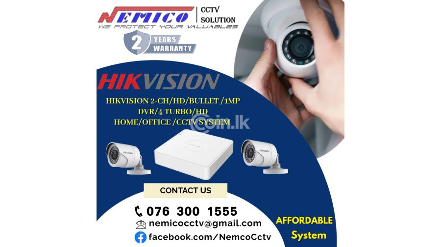HIKVISION | CCTV 2CH -HD  1MP Bullet   DVR  4 TURBO 
