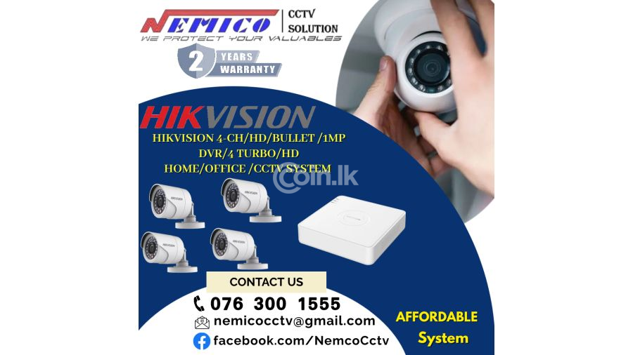 HIKVISION | CCTV 4CH -HD  1MP Bullet   DVR  4 TURBO 