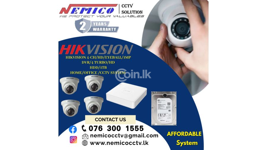 Hikvision CCTV CH 4-HD  1MP   DVR 4 Turbo  HDD 