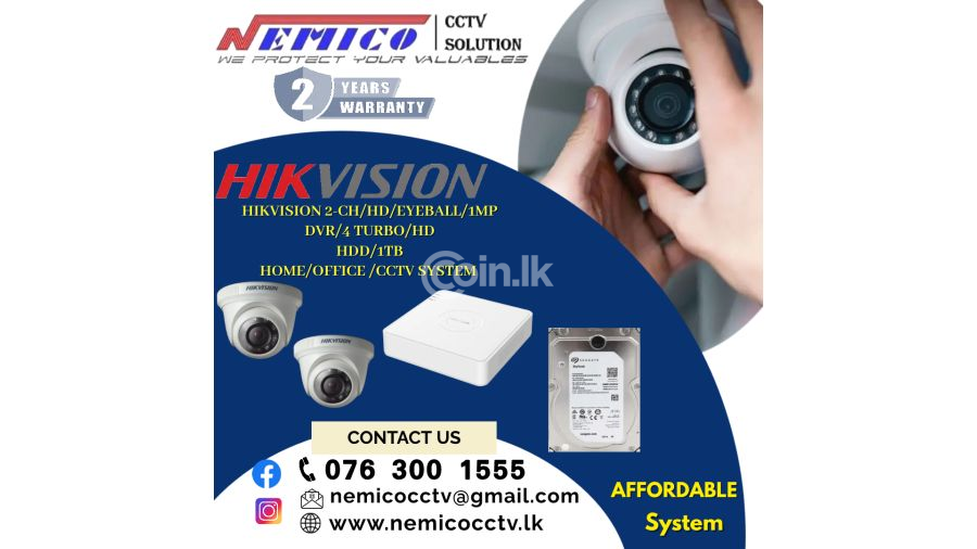Hikvision CCTV CH 2-HD  1MP   DVR 4 Turbo  HDD 