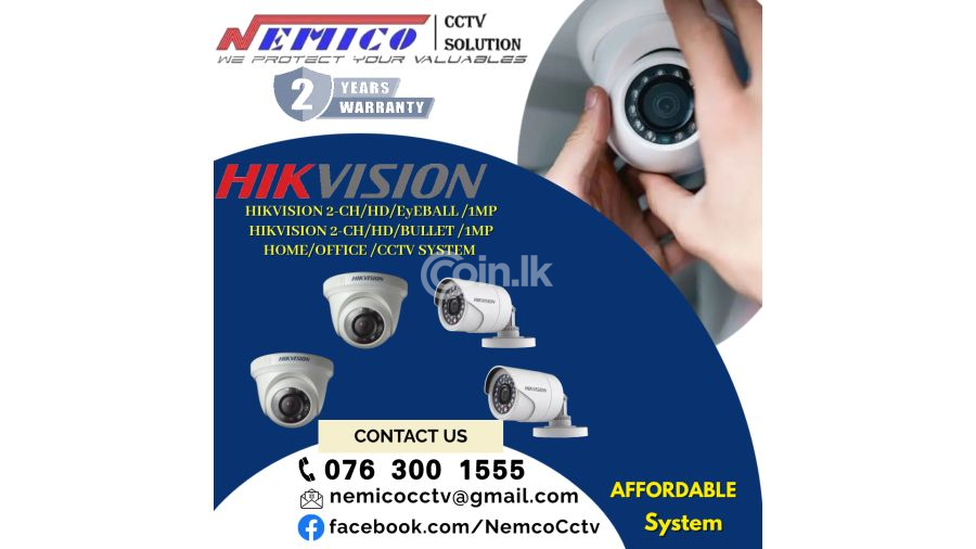Hikvision CCTV CH 2-ch Eyeball HD 1MP   CCTV 2CH -HD  1MP Bullet 