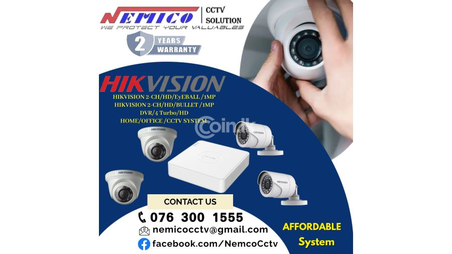 Hikvision CCTV CH 2-ch Eyeball HD 1MP   CCTV 2CH -HD  1MP Bullet   DVR 4 Turbo