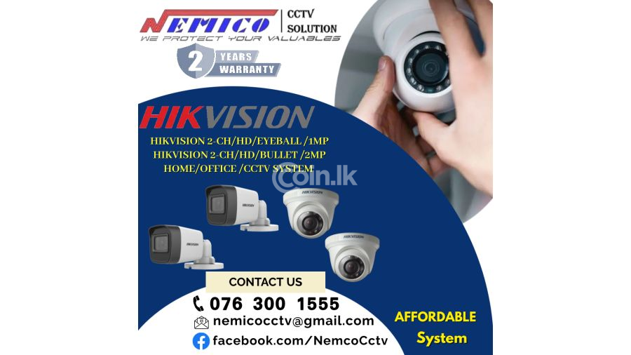 Hikvision | CCTV CH 2-HD Bullet  2MP   CCTV CH 2-HD Eyeball  1MP