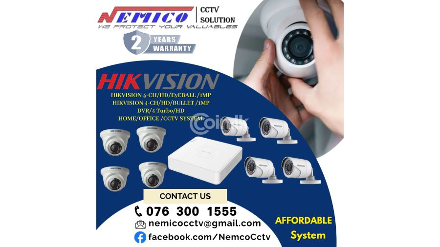 Hikvision CCTV CH 4-ch Eyeball HD 1MP   CCTV 4CH -HD  1MP Bullet   DVR 4 Turbo
