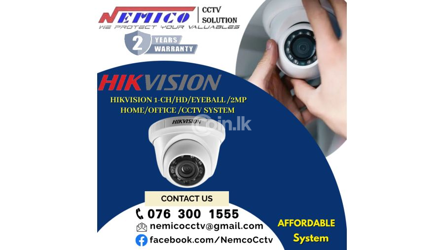 HIKVISION | CCTV 1CH -HD  2MP Eyeball