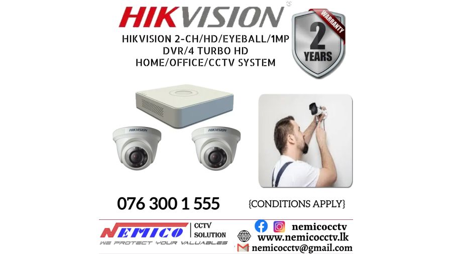Hikvision CCTV CH 2-HD/ 2MP/ Bullet , DVR 4 Turbo