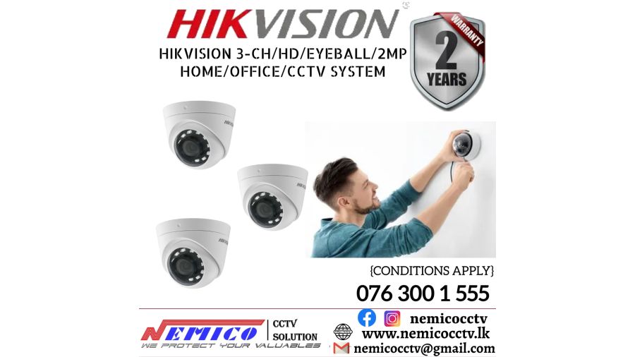 Hikvision CCTV CH 3-HD/ 2MP/ Eyeball  