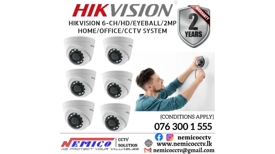 Hikvision CCTV CH 6-HD/ 2MP/ Eyeball  