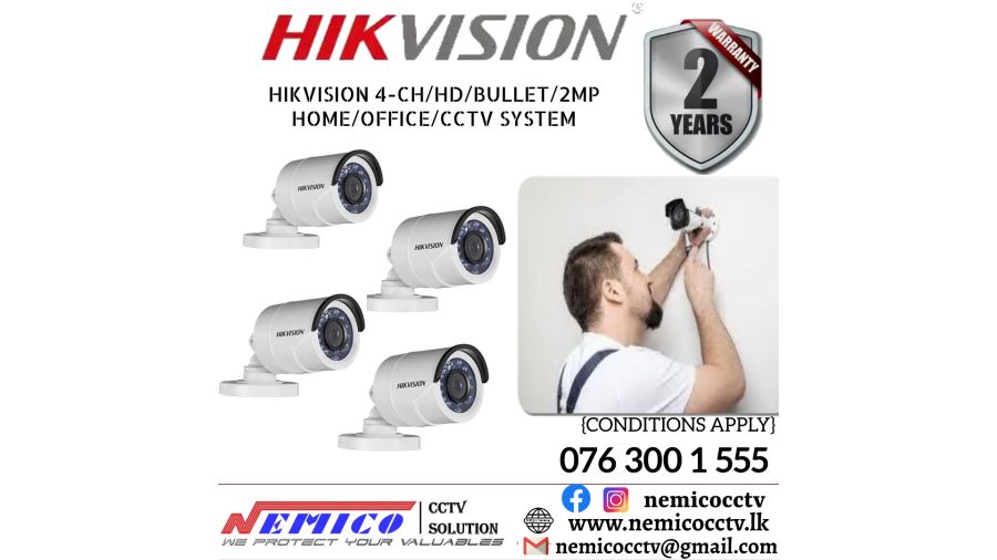 Hikvision CCTV CH 4-HD/ 2MP/ Bullet 