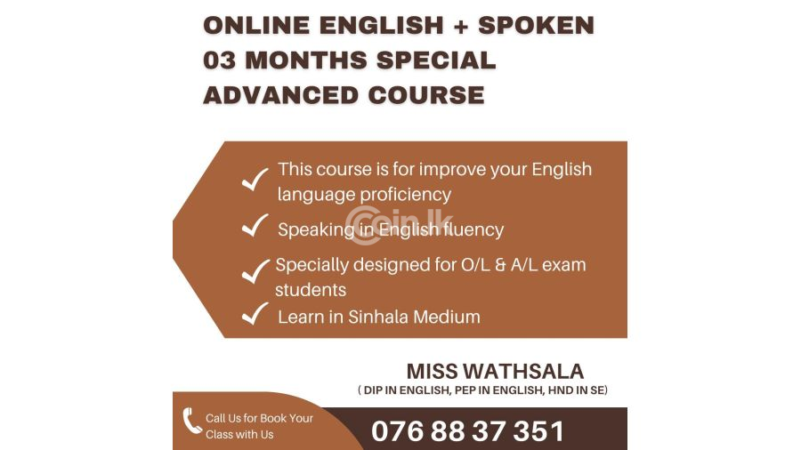 Online English with Spoken English 03 Months School Students Class Special English for O L A L Students